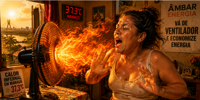 “Vá de ventilador”: Âmbar Energia manda manauara economizar em meio a calor infernal e revolta o povo